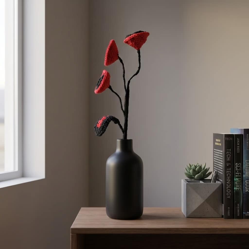 easy crochet flower pattern gothic fantasy crochet bouquet amigurumi crochet pattern beginner crochet flower pattern PDF