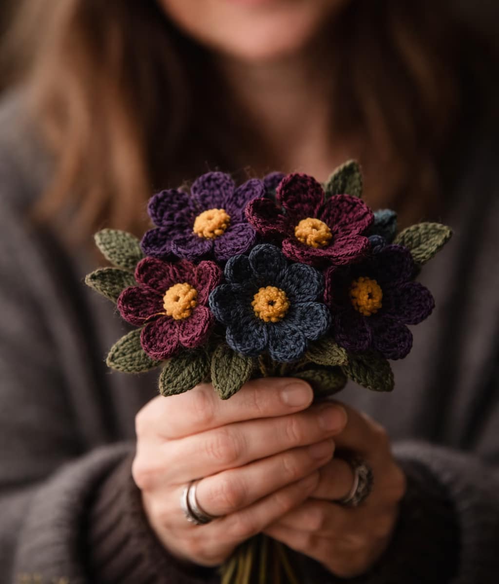 easy crochet flower pattern gothic fantasy crochet bouquet amigurumi crochet pattern beginner crochet flower pattern PDF