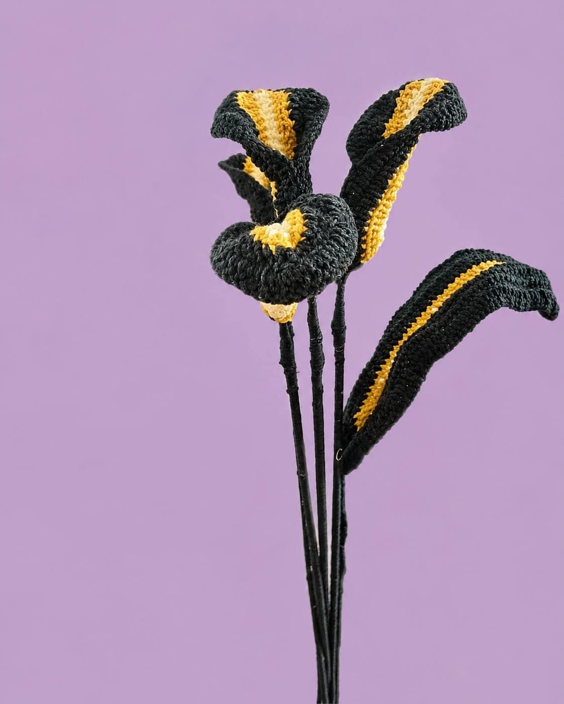 Dark Calla Lilly crochet flower pattern bouquets and flowers, beginner friendly easy fast gifts and home decor, gothic, fantasy, dark, moody, halloween crochet patterns, realistic wildflowers, unique instant download pdf, DIY wedding decorations, housewarming keepsakes, favors, flower pots, goth, crochet flower bundle, crocheters crafters, diy lovers yarn, vase filler, sustainable, modern, romantic, amigurumi, botanical art, personalized, cotaggecore, cotton yarn for crochet aesthetic,