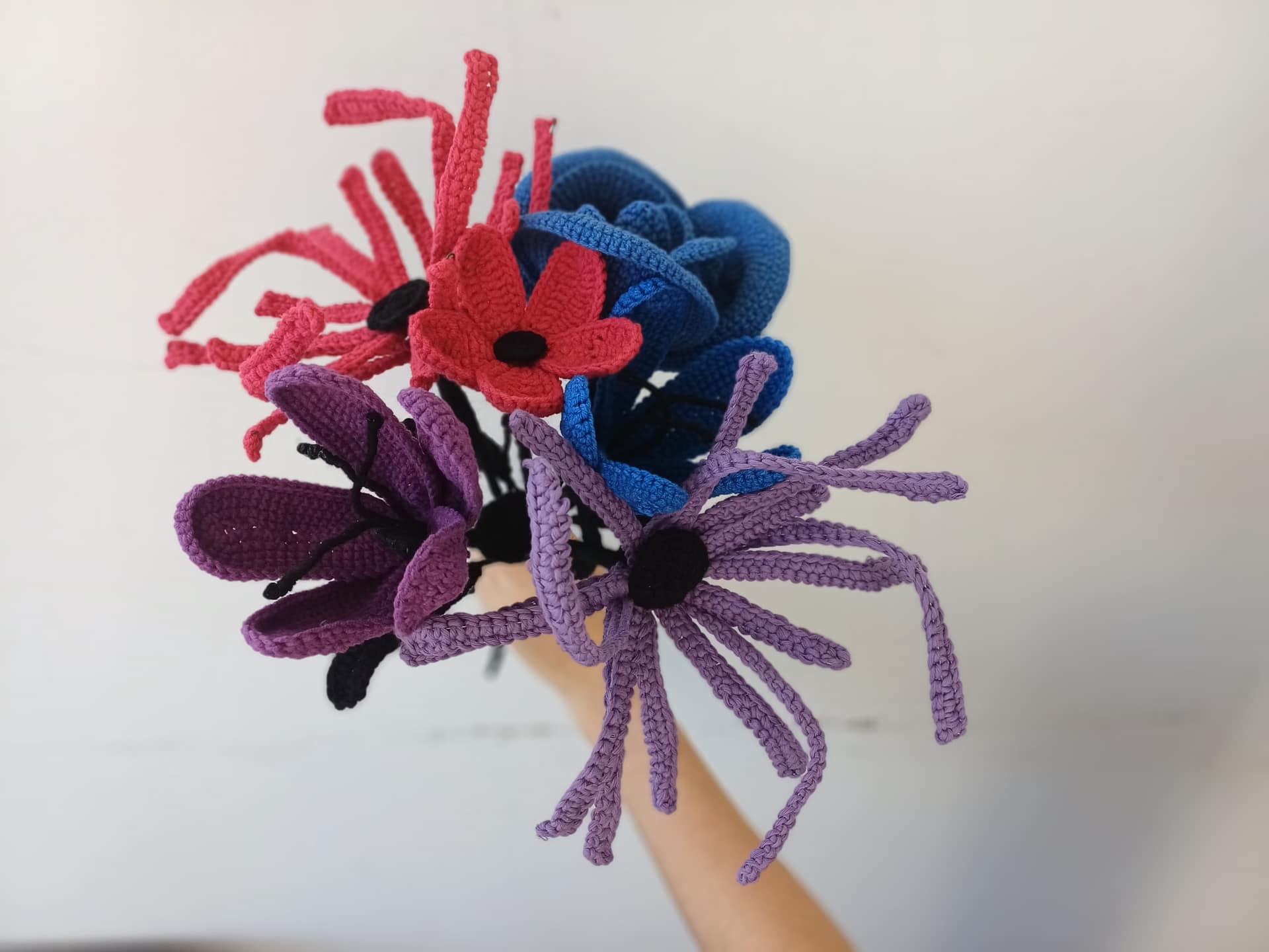 gothic crochet flower, crochet flower bouquet, crochet bouquet, crochet pattern, fake flowers, home decor, goth decor, wildflower bouquet, homedecor, bridal bouquet, crochet gifts, graduation bouquet, bridesmaid bouquet, gothic decor, amigurumi pattern,