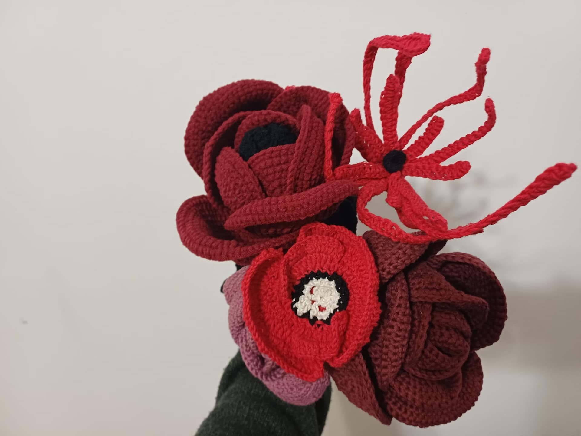 gothic crochet flower, crochet flower bouquet, crochet bouquet, crochet pattern, fake flowers, home decor, goth decor, wildflower bouquet, homedecor, bridal bouquet, crochet gifts, graduation bouquet, bridesmaid bouquet, gothic decor, amigurumi pattern,