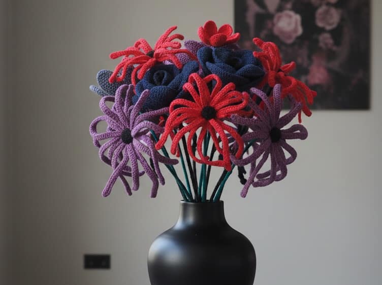 crochet pattern, crochet bouquet, crochet flowers, crochet gifts, home decor, amigurumi pattern, botanical art, dark academia art, wildflower bouquet, unique gifts, personalized gift, pdf, instant download, wedding gift, wedding bouquet, wedding decorations, flower pot, office decor, goth, crochet flower bundle,