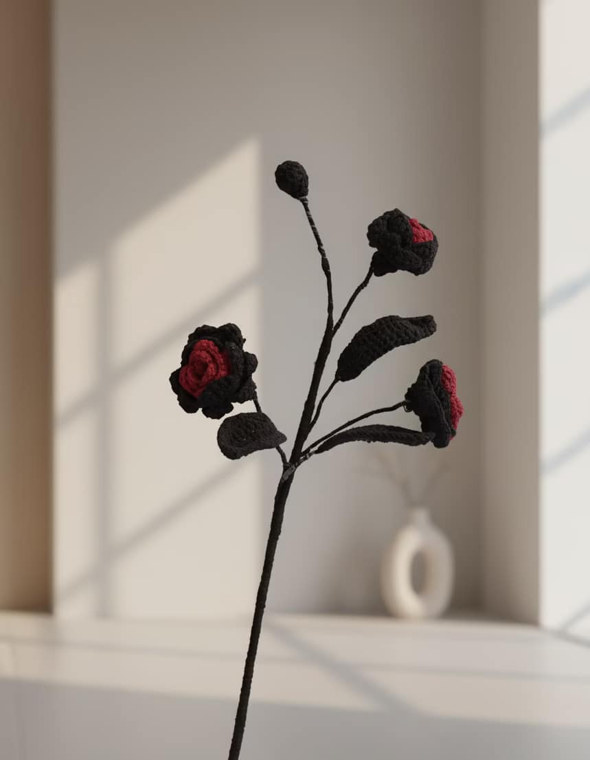 easy crochet flower pattern gothic fantasy crochet bouquet amigurumi crochet pattern beginner crochet flower pattern PDF