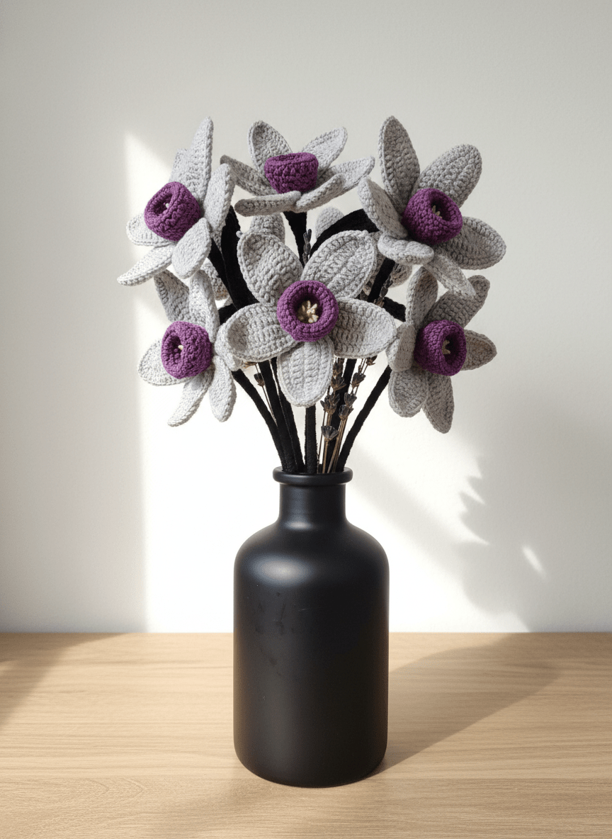 crochet flower zodiac sign, gothic crochet flower, crochet flower bouquet, crochet bouquet, crochet pattern, fake flowers, home decor, goth decor, wildflower bouquet, homedecor, bridal bouquet, crochet gifts, graduation bouquet, bridesmaid bouquet, gothic decor, amigurumi pattern,