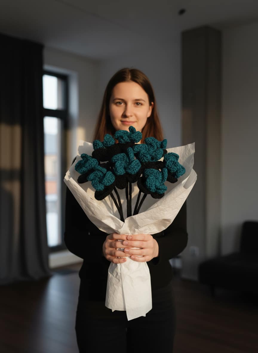 gothic crochet flower, crochet flower bouquet, crochet bouquet, crochet pattern, fake flowers, home decor, goth decor, wildflower bouquet, homedecor, bridal bouquet, crochet gifts, graduation bouquet, bridesmaid bouquet, gothic decor, amigurumi pattern,