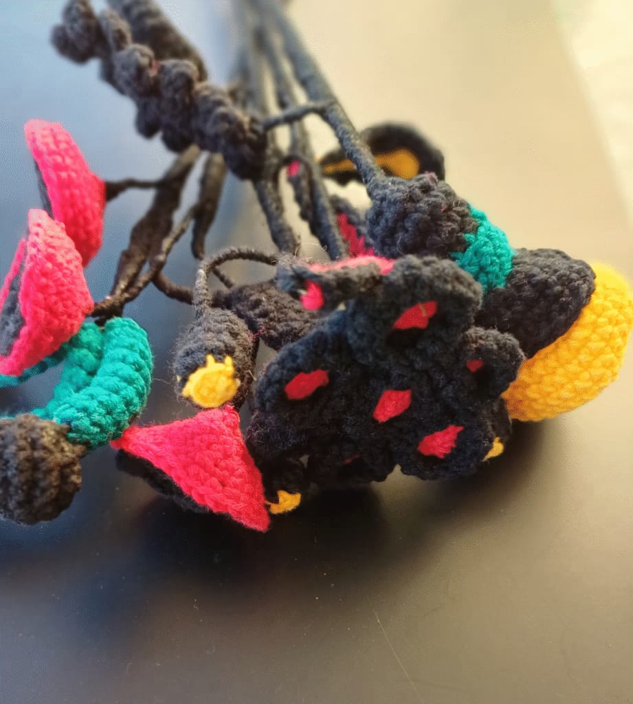 Kootsiko crochet flowers, handmade crochet Cyprus, artistic crochet blooms, strange flowers, crochet flower patterns, crochet patterns